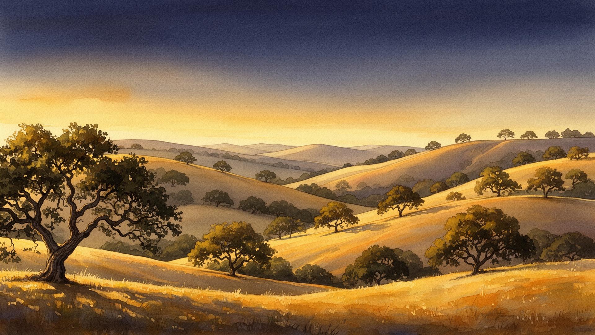 Rolling Sonoma County hills at golden hour